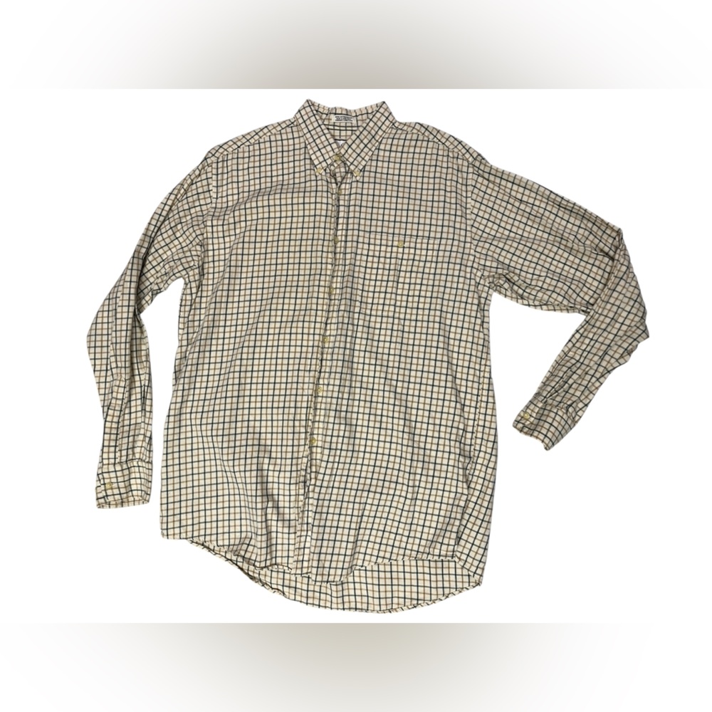 Vintage Eaton 100% cotton button down plaid long sleeve shirt